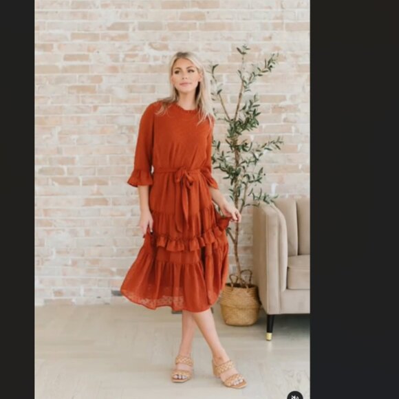 Orange Ruffle Dress - Picture 14 of 14